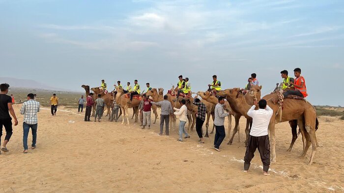 مسابقه شتر سواری در روستای کورزین قشم برگزار شد